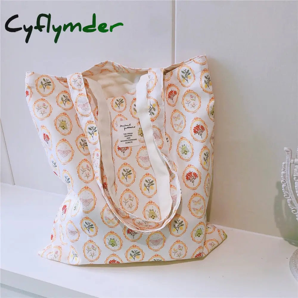 Cyflymder Women’s Shopping Shoulder Bag For Groceries Large Floral Female Reusable Foldable