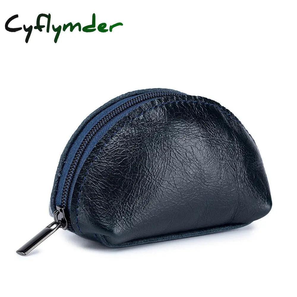 Cyflymder Women’s Short Small Wallet Ladies Genuine Leather Headset Mini Coin Purse Key Ring Card