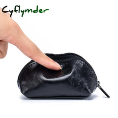 Cyflymder Women’s Short Small Wallet Ladies Genuine Leather Headset Mini Coin Purse Key Ring Card