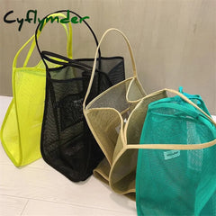 Cyflymder Women’s Shoulder Bag Mesh Totes Net Beach Foldable Handbag Fruit Grocery Shopping Bags