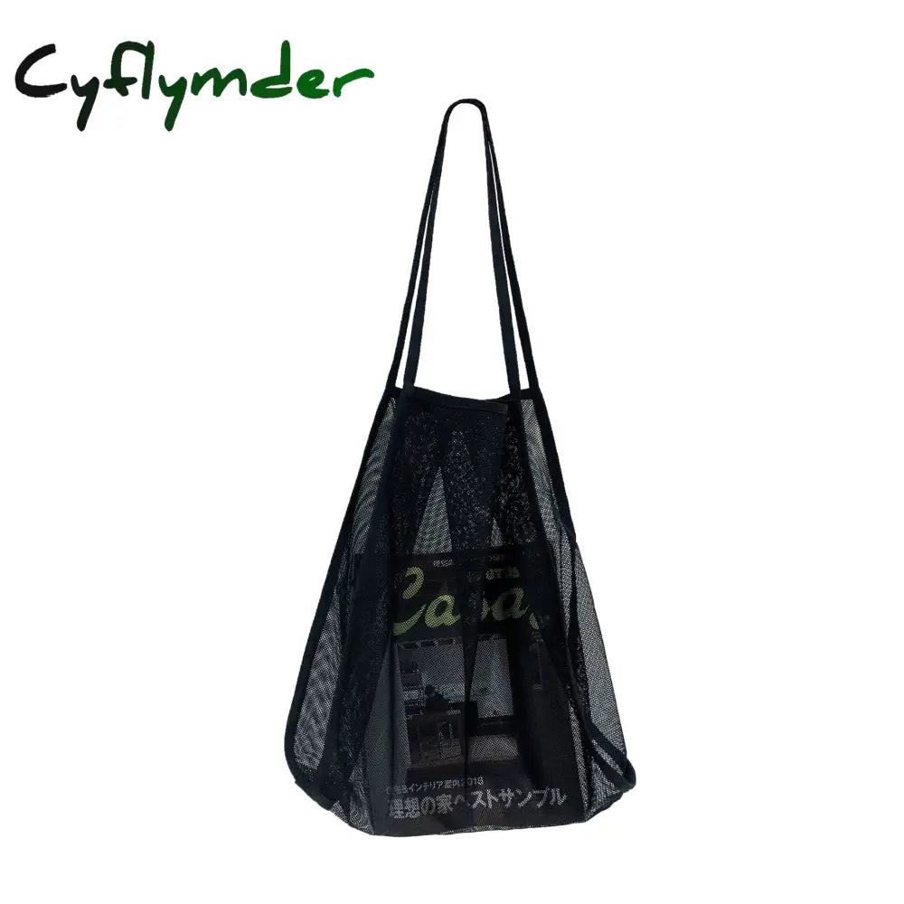 Cyflymder Women’s Shoulder Bag Mesh Totes Net Beach Foldable Handbag Fruit Grocery Shopping Bags