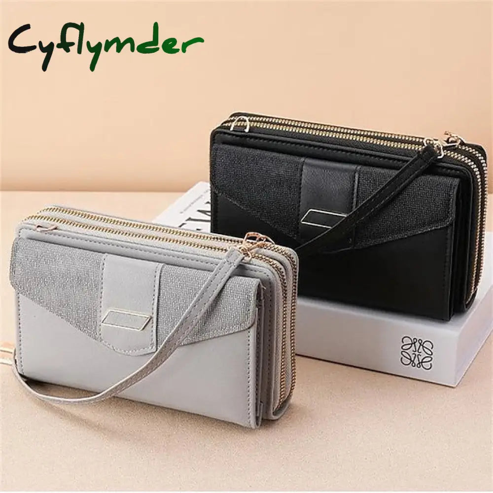 Cyflymder Women’s Shoulder Bag Mobile Phone Pu Leather Daily Holiday Zipper Adjustable Large
