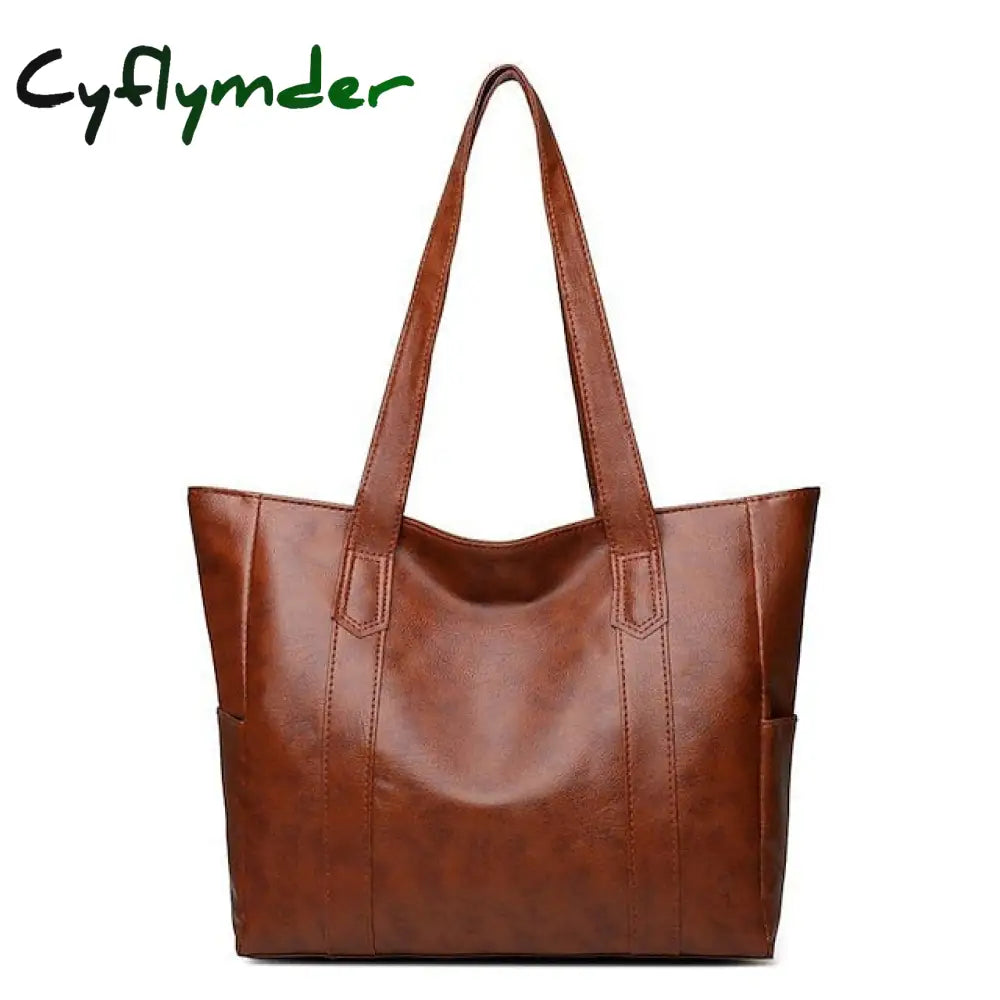 Cyflymder Women’s Shoulder Bag Pu Leather Office Shopping Daily Brown