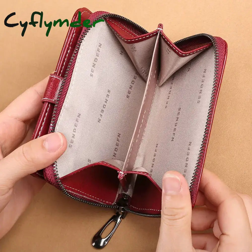 Cyflymder Women’s Wallet New Genuine Leather Small Ldies Purses Short Coin Purse For Girls Female