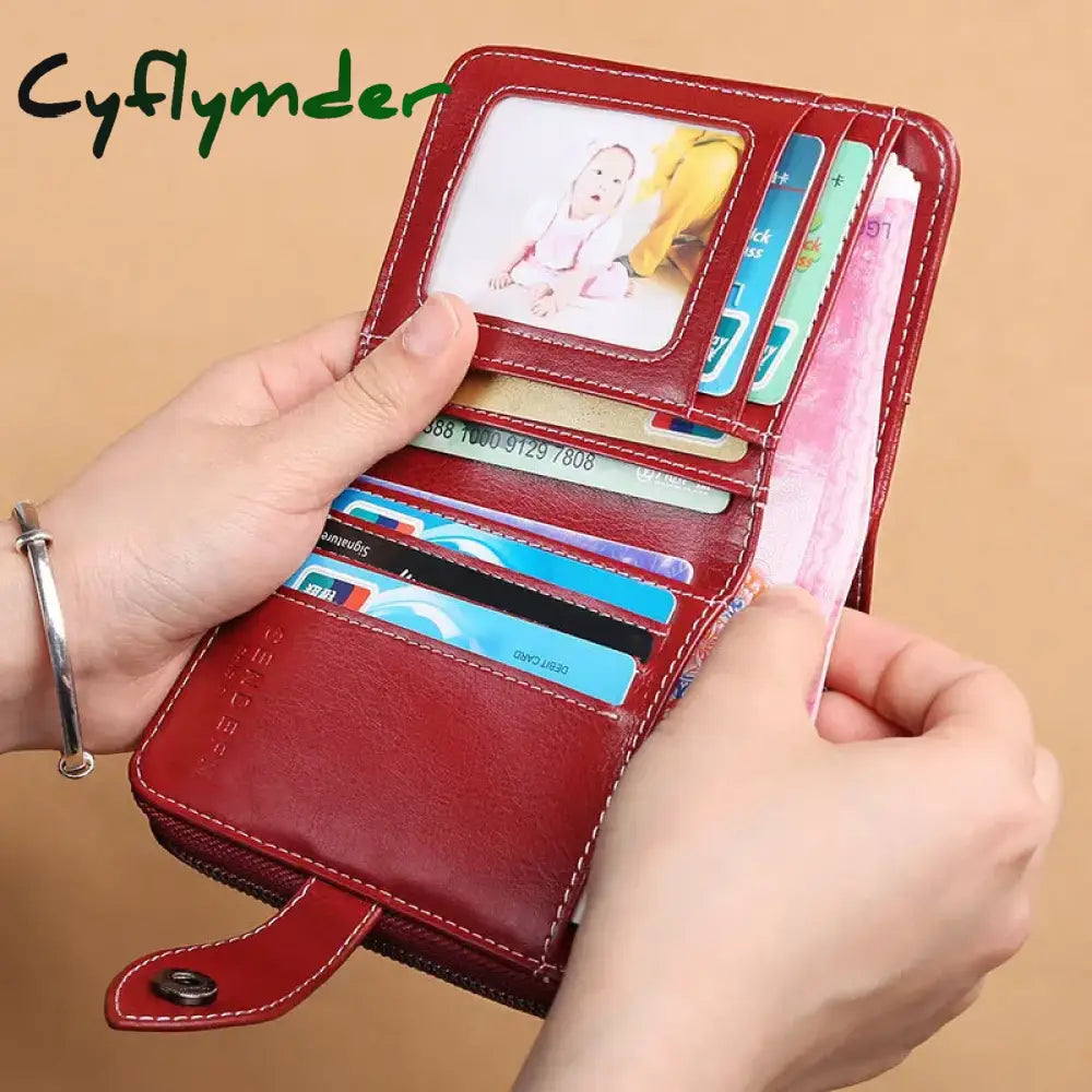 Cyflymder Women’s Wallet New Genuine Leather Small Ldies Purses Short Coin Purse For Girls Female