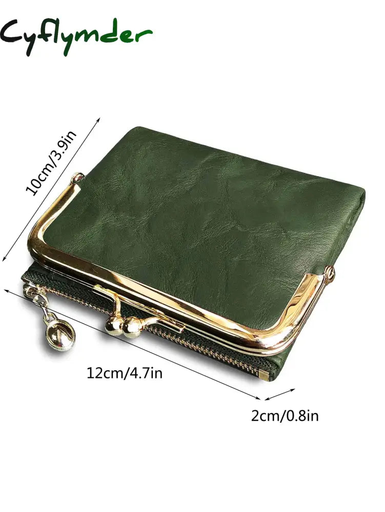 Cyflymder Womens Wallet Small Rfid Ladies Compact Bifold Leather Vintage Coin Purse With Zipper And