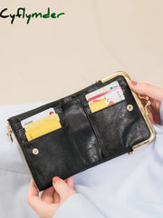 Cyflymder Womens Wallet Small Rfid Ladies Compact Bifold Leather Vintage Coin Purse With Zipper And