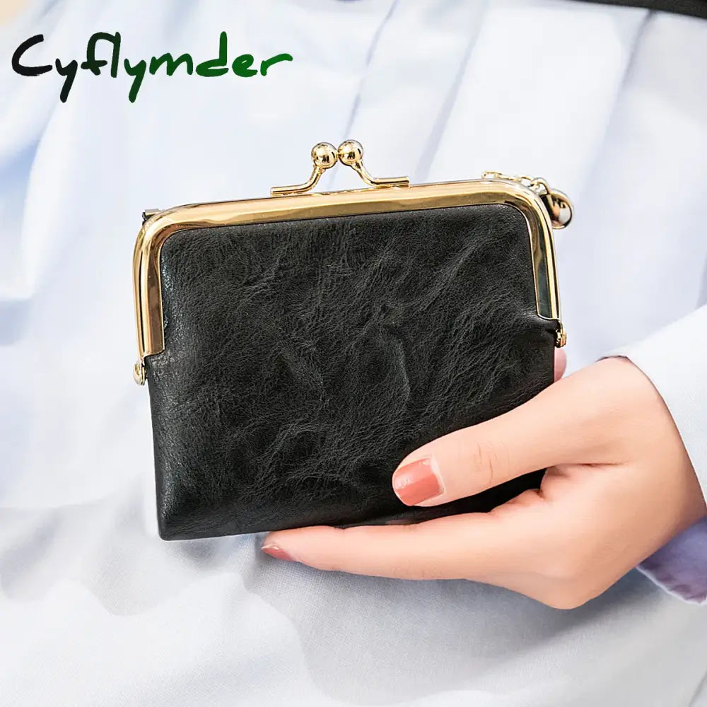 Cyflymder Womens Wallet Small Rfid Ladies Compact Bifold Leather Vintage Coin Purse With Zipper And