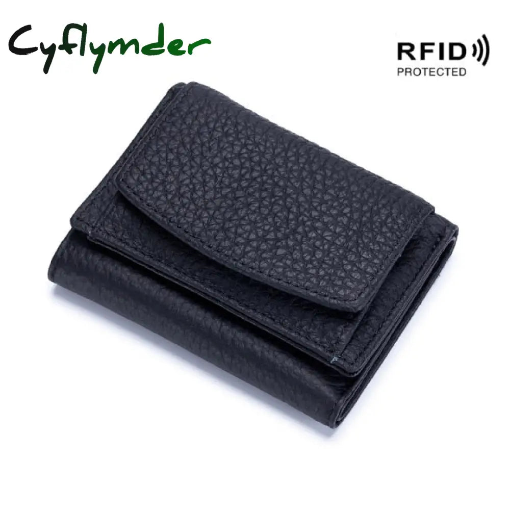 Cyflymder Womens Wallets And Purses Genuine Leather Fashion Small Wallet With Mini Coin Pocket Rfid