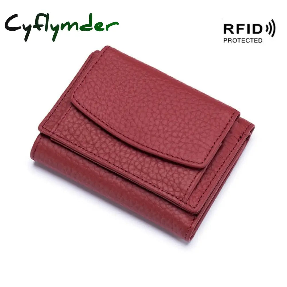 Cyflymder Womens Wallets And Purses Genuine Leather Fashion Small Wallet With Mini Coin Pocket Rfid