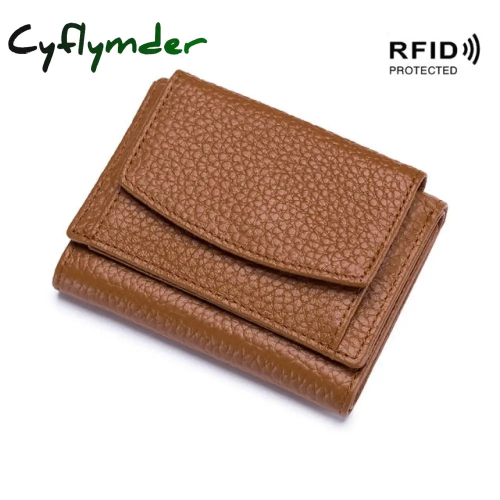 Cyflymder Womens Wallets And Purses Genuine Leather Fashion Small Wallet With Mini Coin Pocket Rfid