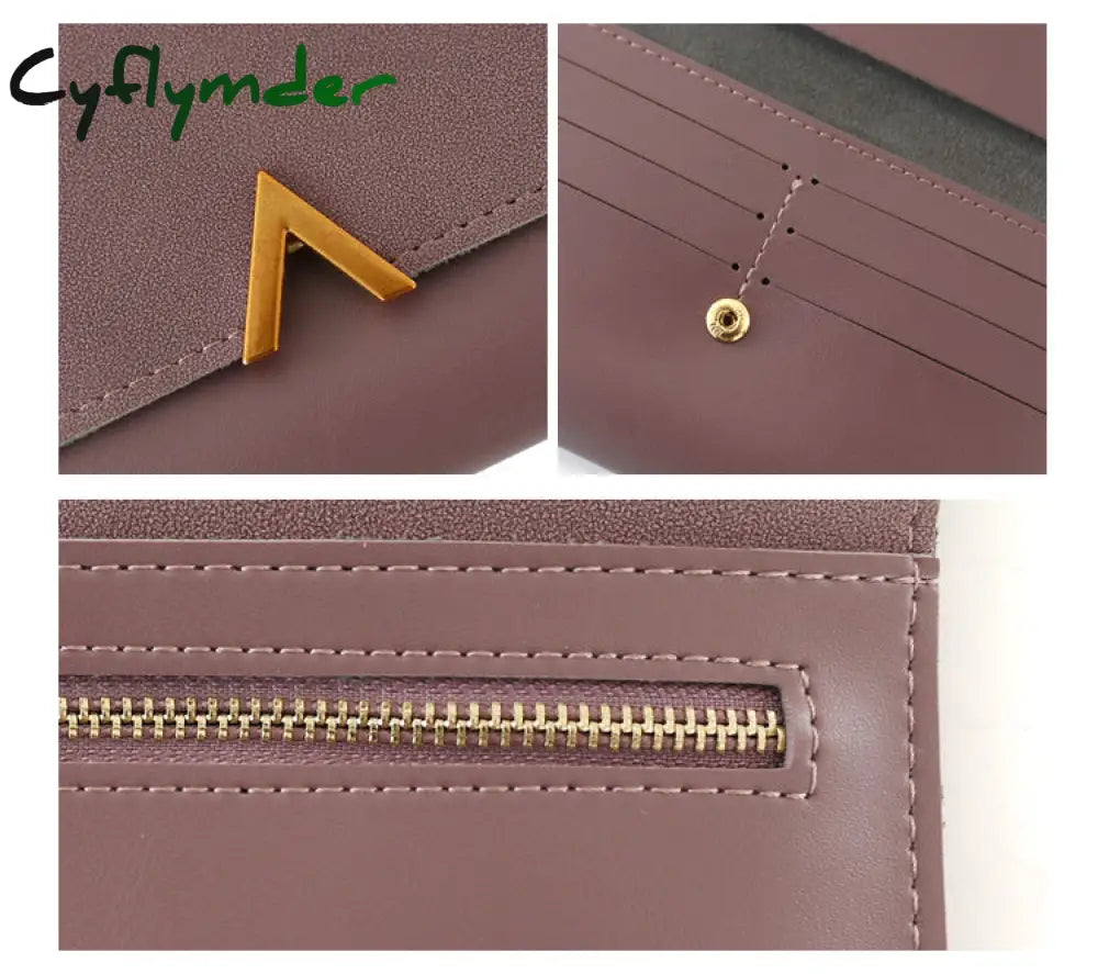 Cyflymder Women’s Wallets Leather Hasp Lady Money Bags Zipper Coin Purse Female Envelope Wallet