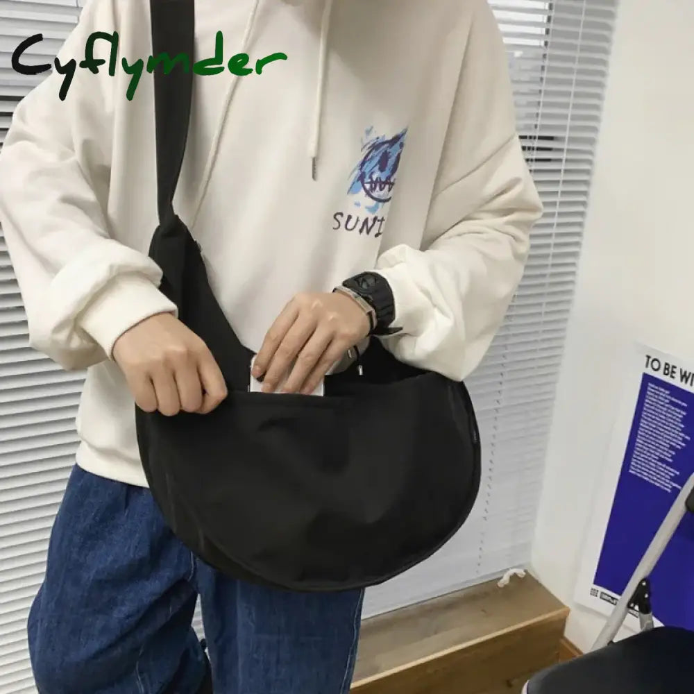 Cyflymder Y2k Crossbody Bags Men Solid Color Large Capacity Hobos Unisex Harajuku Japanese Style Nylon Waterproof