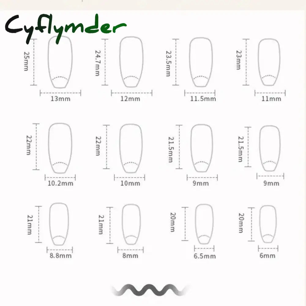 Cyflymder Y2K Fake Black Nail Long Ballet Reusable Adhesive Acrylic Press On Set Nails Dark