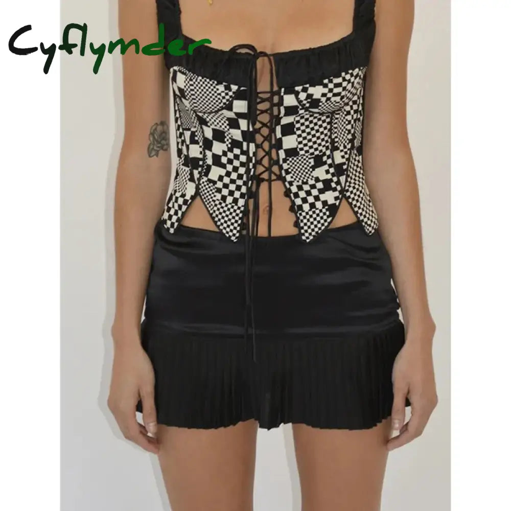 Cyflymder Y2K Pleated Skirt Summer Fairycore Grunge Low Waist Straight Mini Skirts 2000S Aesthetic