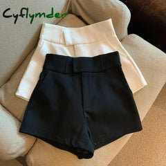 Y2K Streetwear Black Shorts Women Elegant High Waist White A Line Wide Leg Suit Short Sexy Club Slim Hot Short Pants New