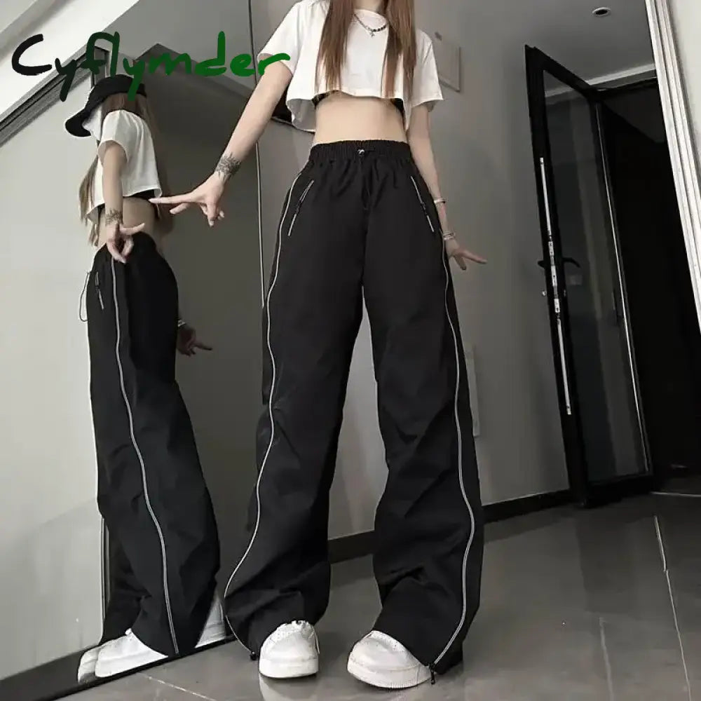 Cyflymder Y2K Techwear Sweatpants Women Streetwear Korean Hip Hop Harajuku Cargo Parachute Track