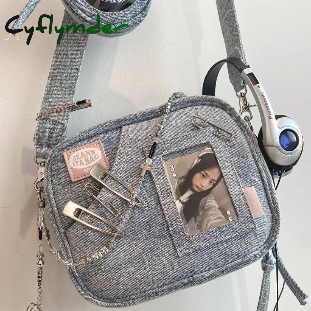 Cyflymder Y2K Vintage Denim Handbag Cute Casual Fashion Chase Star Pain Bag Spring New Designer