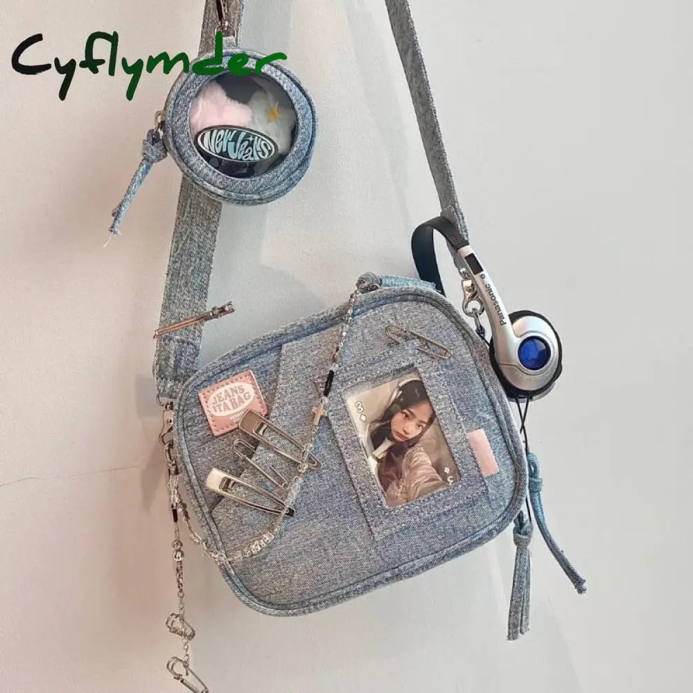 Cyflymder Y2K Vintage Denim Handbag Cute Casual Fashion Chase Star Pain Bag Spring New Designer