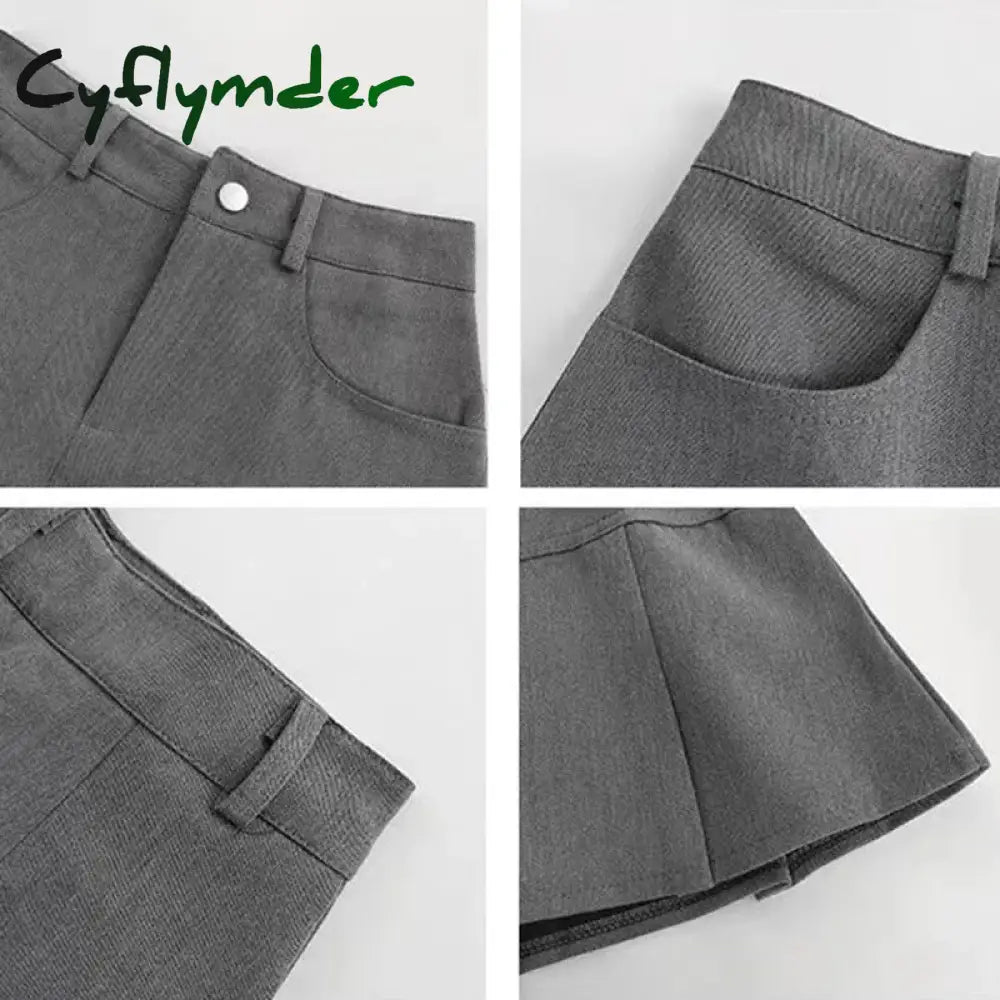 Cyflymder Y2K Vintage High Waist Pleated Skirt Women College Style Uniforms Safety Pants Mini