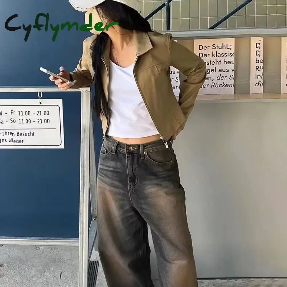 Cyflymder Y2K Women Korean Vintage Streetwear Baggy Jeans High Waisted Straight Wide Leg Pants