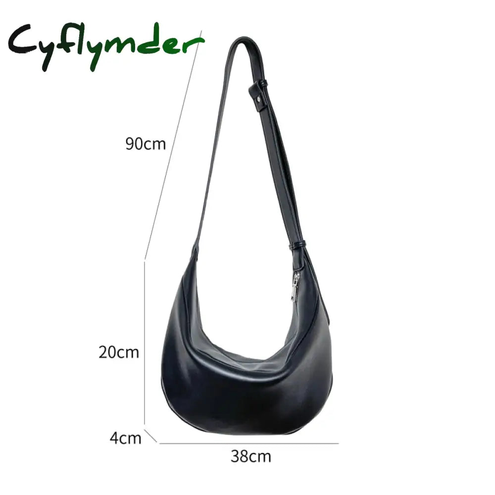 Cyflymder Zipper Women’s Bag Korean Designer Middle Hobos Women Handbags High Quality Pu Leather