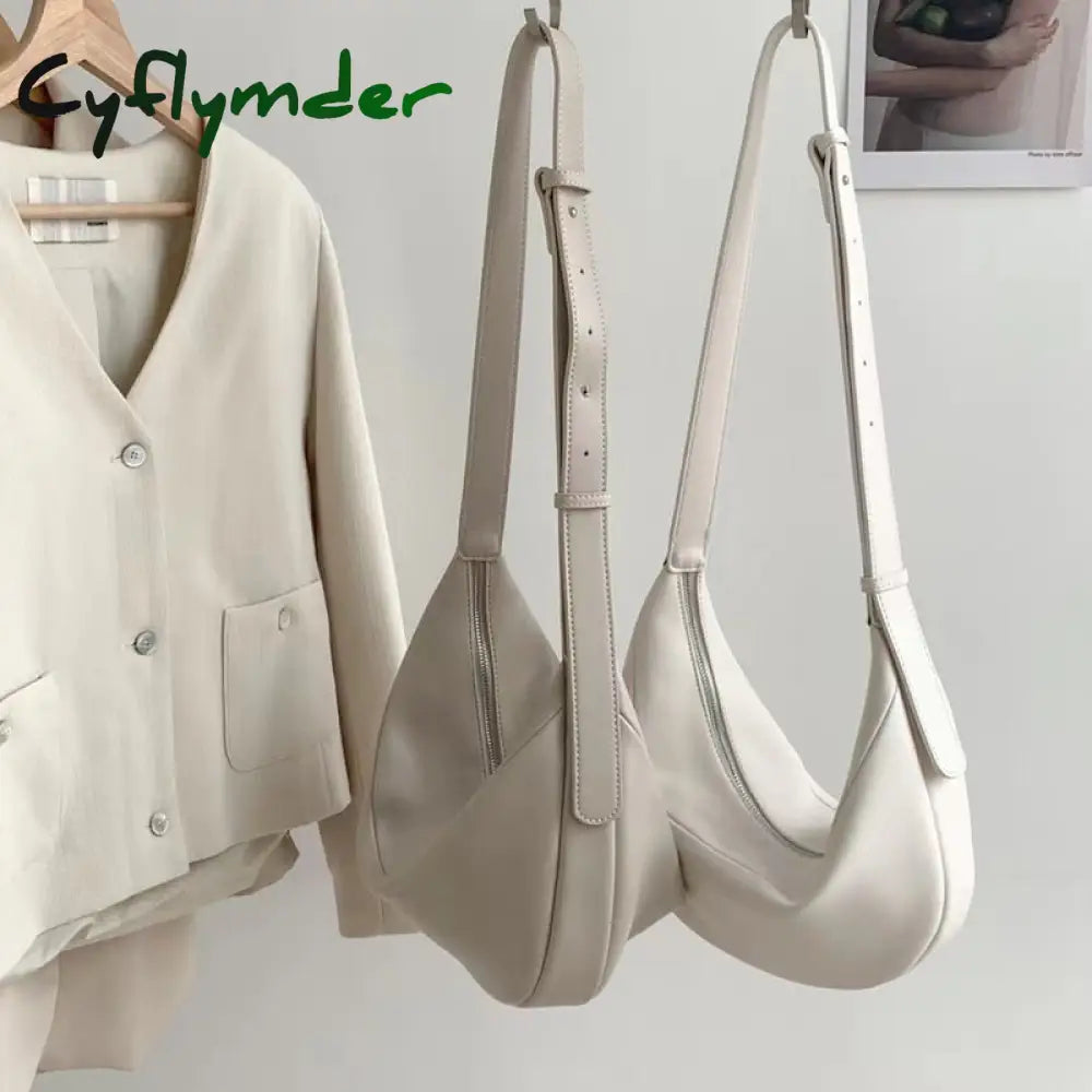 Cyflymder Zipper Women’s Bag Korean Designer Middle Hobos Women Handbags High Quality Pu Leather