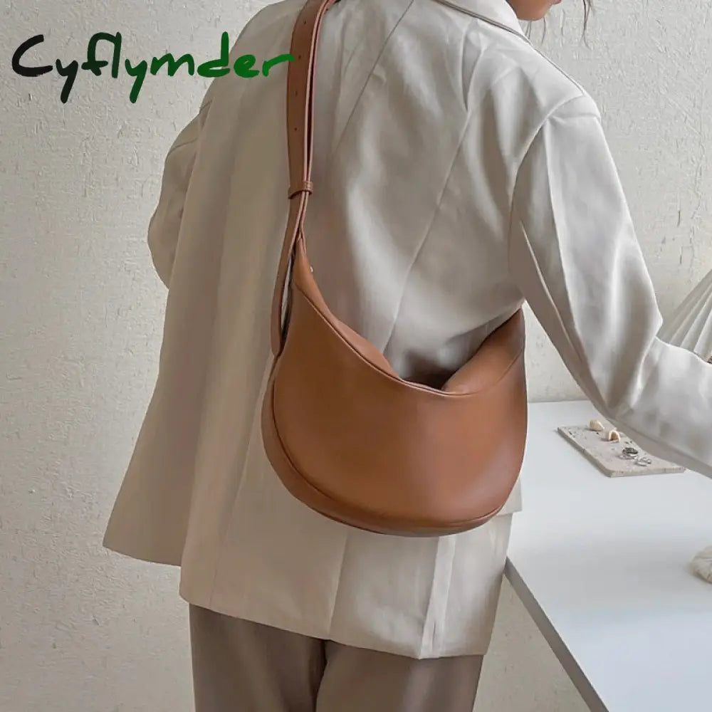 Cyflymder Zipper Women’s Bag Korean Designer Middle Hobos Women Handbags High Quality Pu Leather