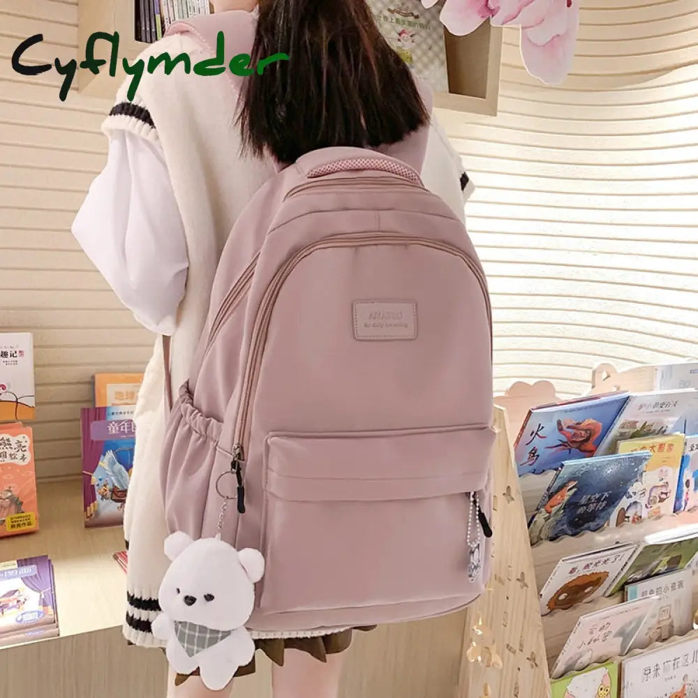 Cyflymdernew Female Fashion Lady High Capacity Waterproof College Backpack Trendy Women Laptop