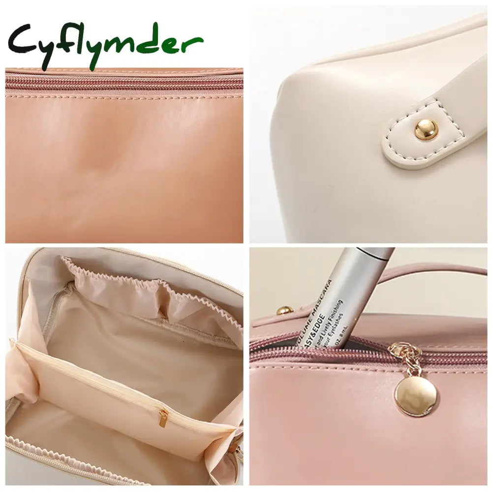 Cyflymdernew Ins Large Capacity Girls Makeup Bags Pu Leather Women Cosmetic Toiletries Organizer