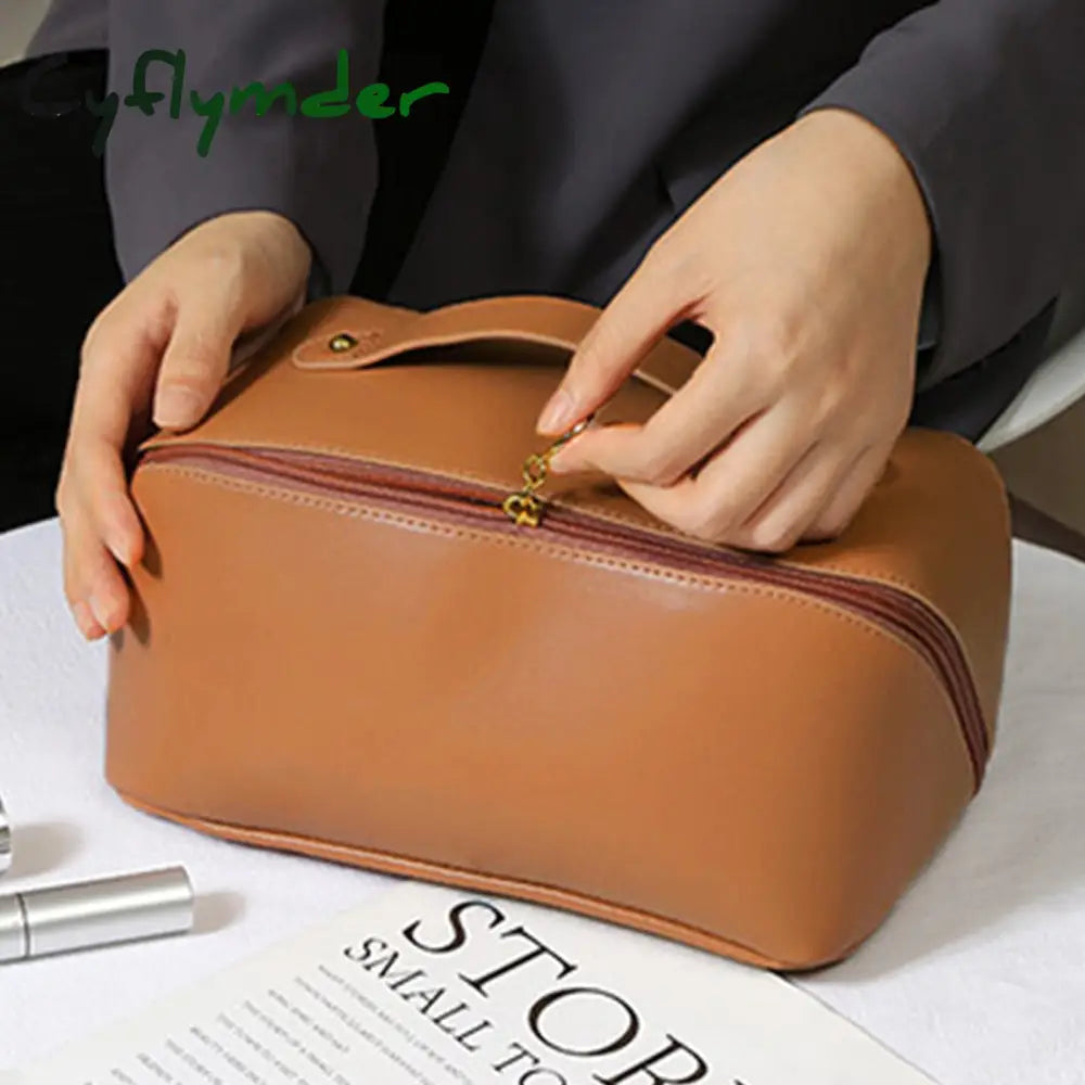 Cyflymdernew Ins Large Capacity Girls Makeup Bags Pu Leather Women Cosmetic Toiletries Organizer