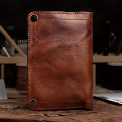 Cyflymder  Vintage Top-Grain Leather Wallet for Men, Handcrafted, Large Capacity with Multiple Card Slots and Zipper Coin Pocket