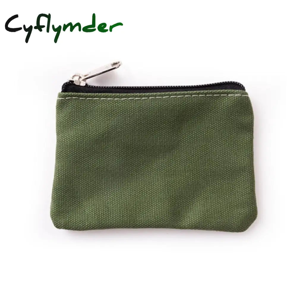 Diy Plain Canvas Cotton Bag Pure Zipper Coin Key Money Pocket Women Men Hand-Held Purse Small