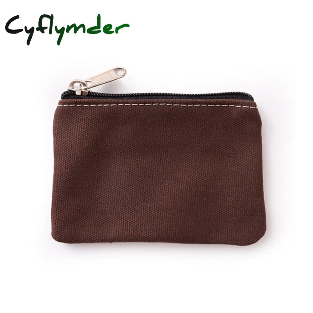 Diy Plain Canvas Cotton Bag Pure Zipper Coin Key Money Pocket Women Men Hand-Held Purse Small