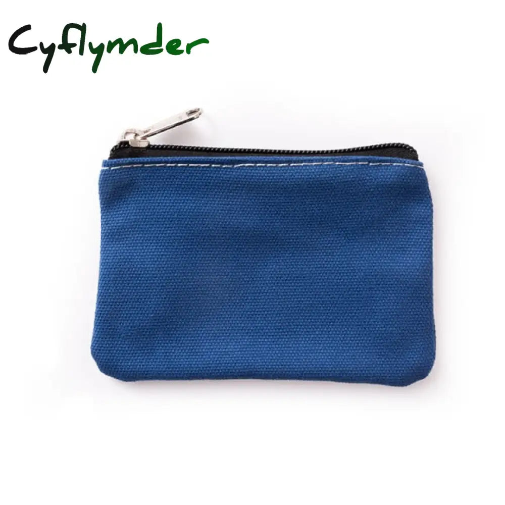 Diy Plain Canvas Cotton Bag Pure Zipper Coin Key Money Pocket Women Men Hand-Held Purse Small