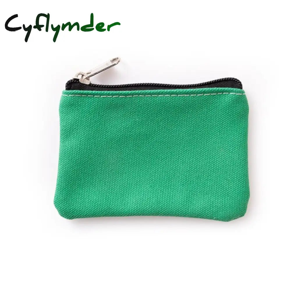 Diy Plain Canvas Cotton Bag Pure Zipper Coin Key Money Pocket Women Men Hand-Held Purse Small