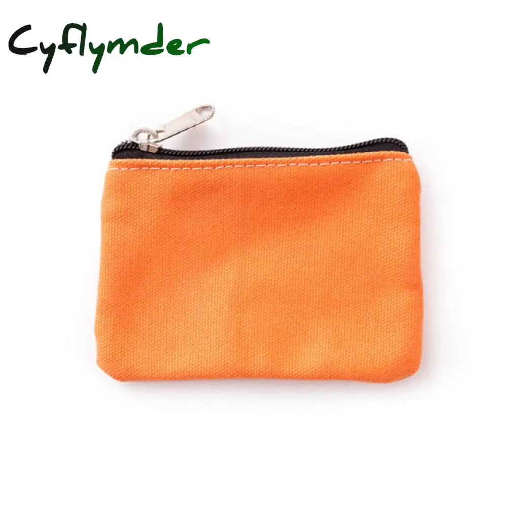 Diy Plain Canvas Cotton Bag Pure Zipper Coin Key Money Pocket Women Men Hand-Held Purse Small