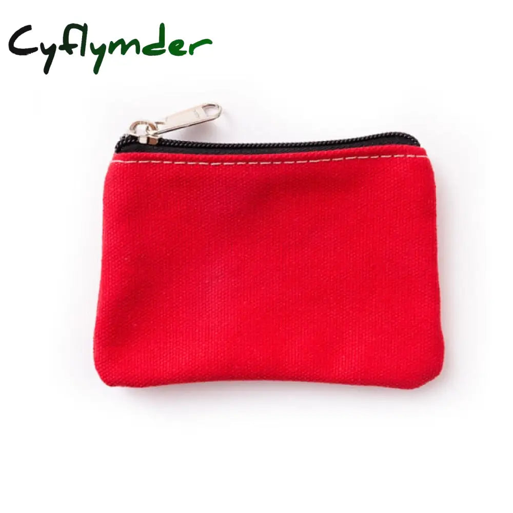 Diy Plain Canvas Cotton Bag Pure Zipper Coin Key Money Pocket Women Men Hand-Held Purse Small