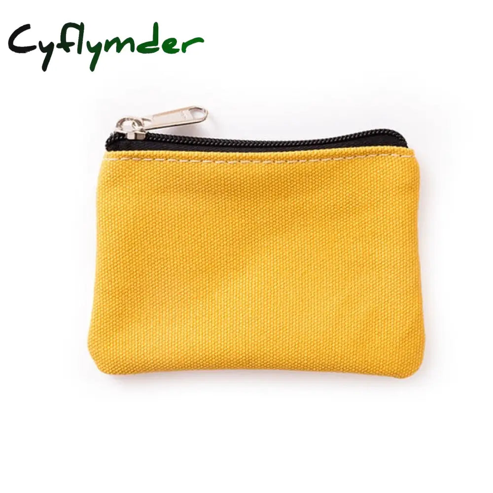 Diy Plain Canvas Cotton Bag Pure Zipper Coin Key Money Pocket Women Men Hand-Held Purse Small