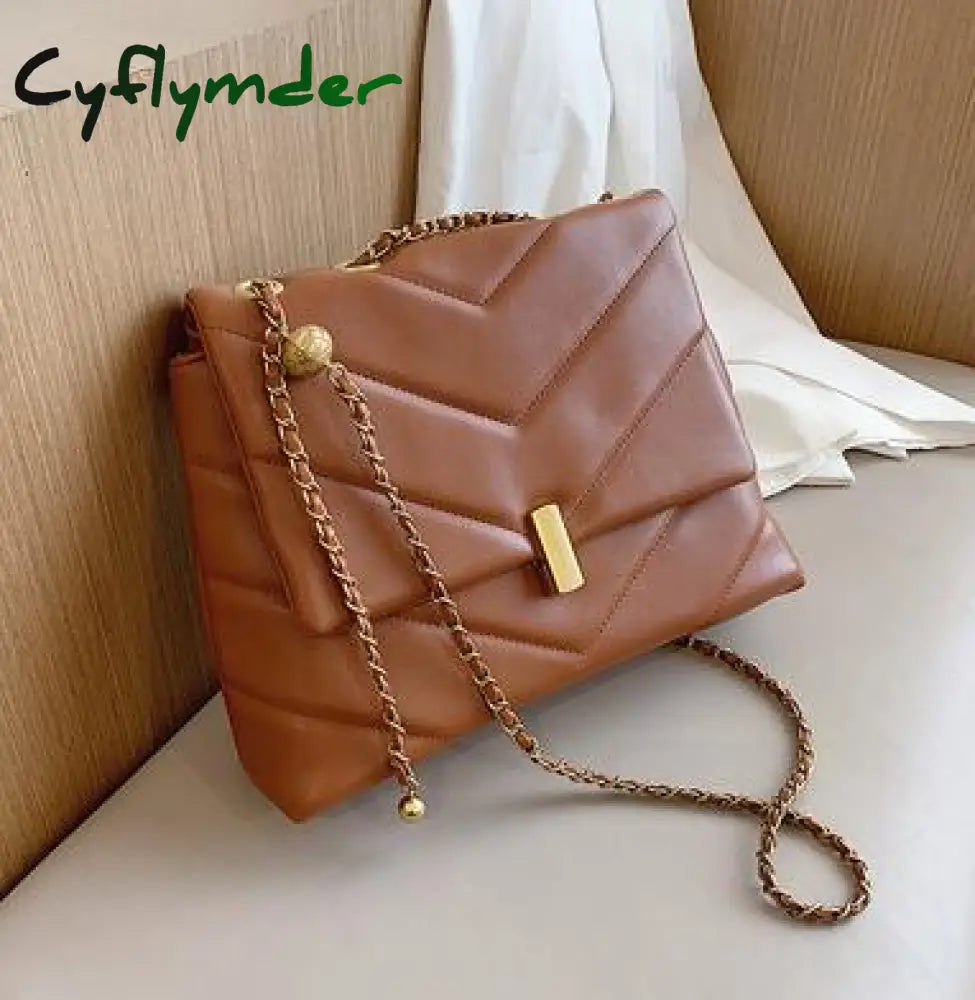 Elegant Female Large Tote Bag Fashion New High Quality Pu Leather Women’s Designer Handbag Chain