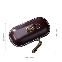 Cyflymder  Vintage Hand-Stitched Genuine Leather Wallet, Portable Pressure-Resistant Glasses Case with Hook, Top-Layer Cowhide Coin Earphone Key Storage Box, Genuine Leather Lined, Buckle Closure - Ideal for Valentine's Day &