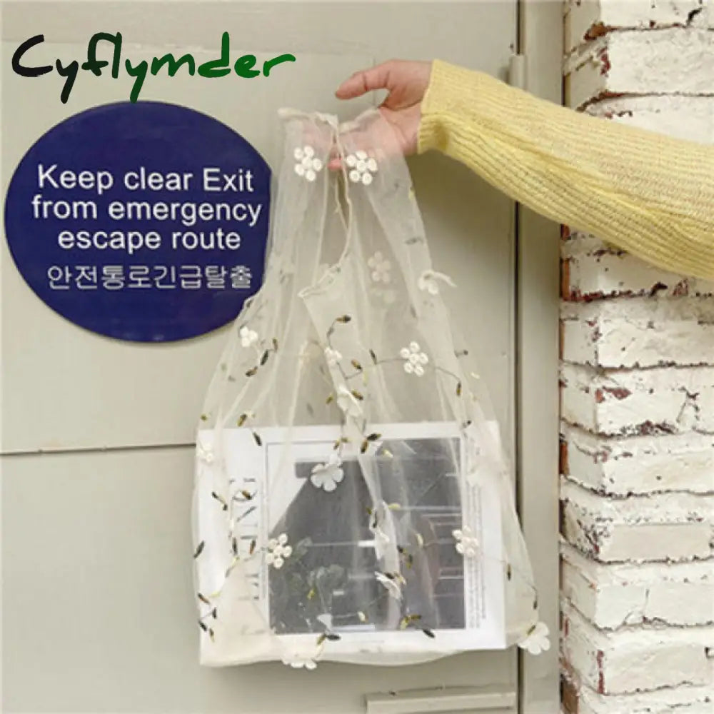 Fancy Spring Summer Newest Trendy Little Daisies Organza Tote Embroidered Handbags For Women Fresh