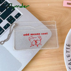 Fashion 2 Bits Transparent Waterproof Pvc Women Girls Card Case Business Holder Men Credit Bag Id