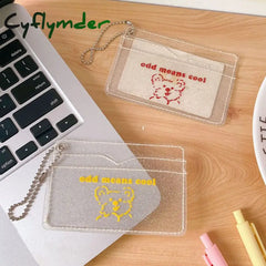 Fashion 2 Bits Transparent Waterproof Pvc Women Girls Card Case Business Holder Men Credit Bag Id