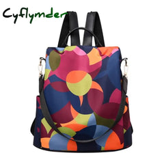 Fashion Anti-Theft Large Backpack Bag Women Oxford Cloth Contrast Color Girl Multifunctional Small