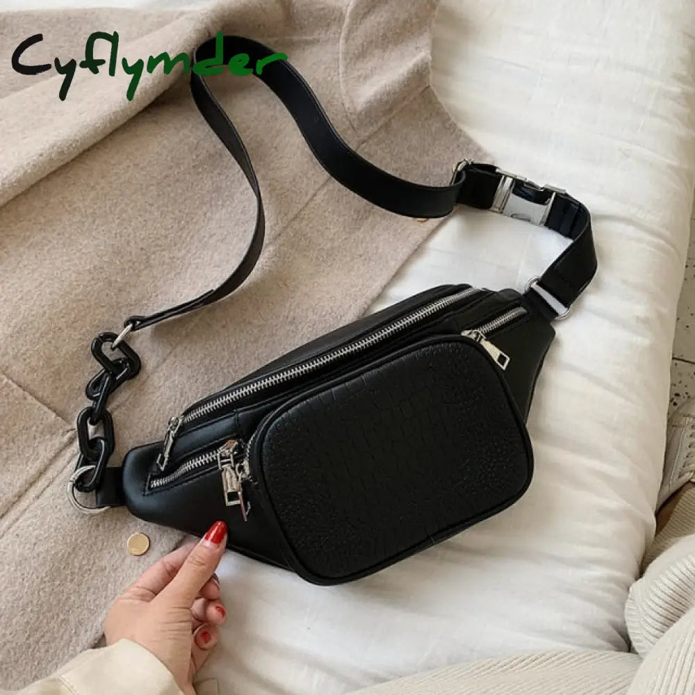 Fashion Bags For Women Stone Pattern Pu Leather Chain Waist Bag Bananka Leisure Fanny Pack Satchel