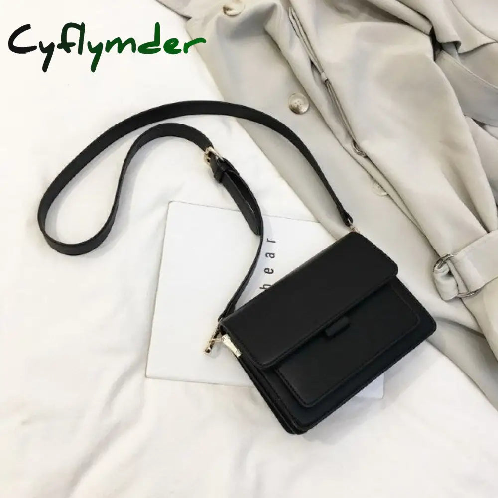 Fashion Flap Crossbody Bags For Women Solid Color Pu Leather Small Square Bag Wide Strap Casual