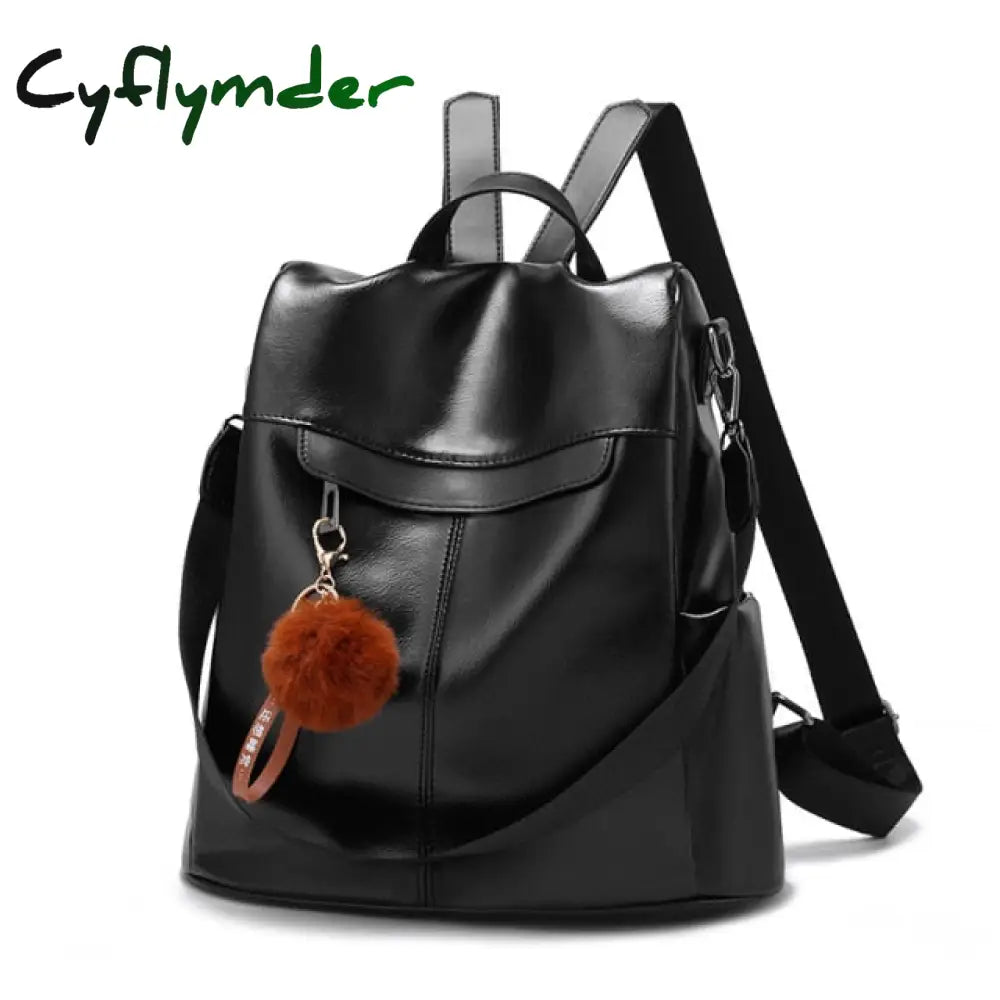 Fashion Leather Pu Laptop Backpack Women Brown Crossbody Bags For Travel Anti-Theft Rucksack