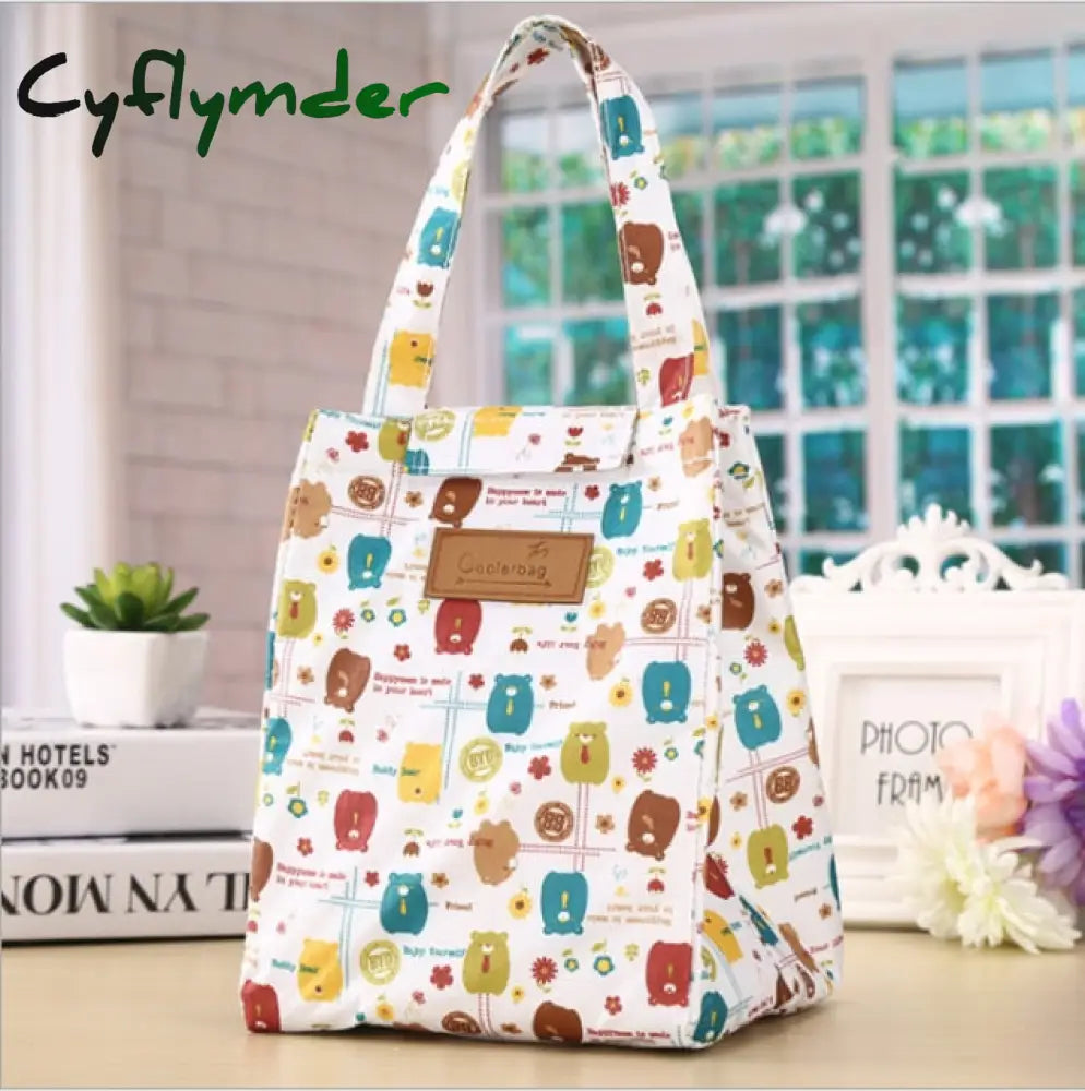 Fashion Lunch Bag Insulated Thermal Lovely Cat Multicolor Breakfast Box Bags Women Portable Hand