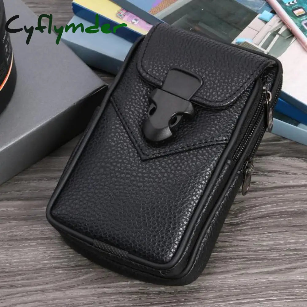 Fashion Men Multi-Function Pu Leather Fanny Waist Bag Casual Mobile Phone Purse Pocket Male Outdoor